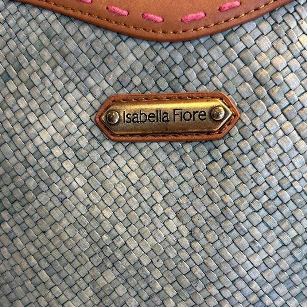 Isabella Fiore Pink and Blue Embroidered Tote - Picture 4 of 9